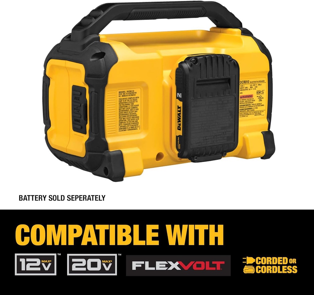 Bocina / Alta Voz Bluetooth 12/20V / Para el lugar de trabajo / DEWALT-