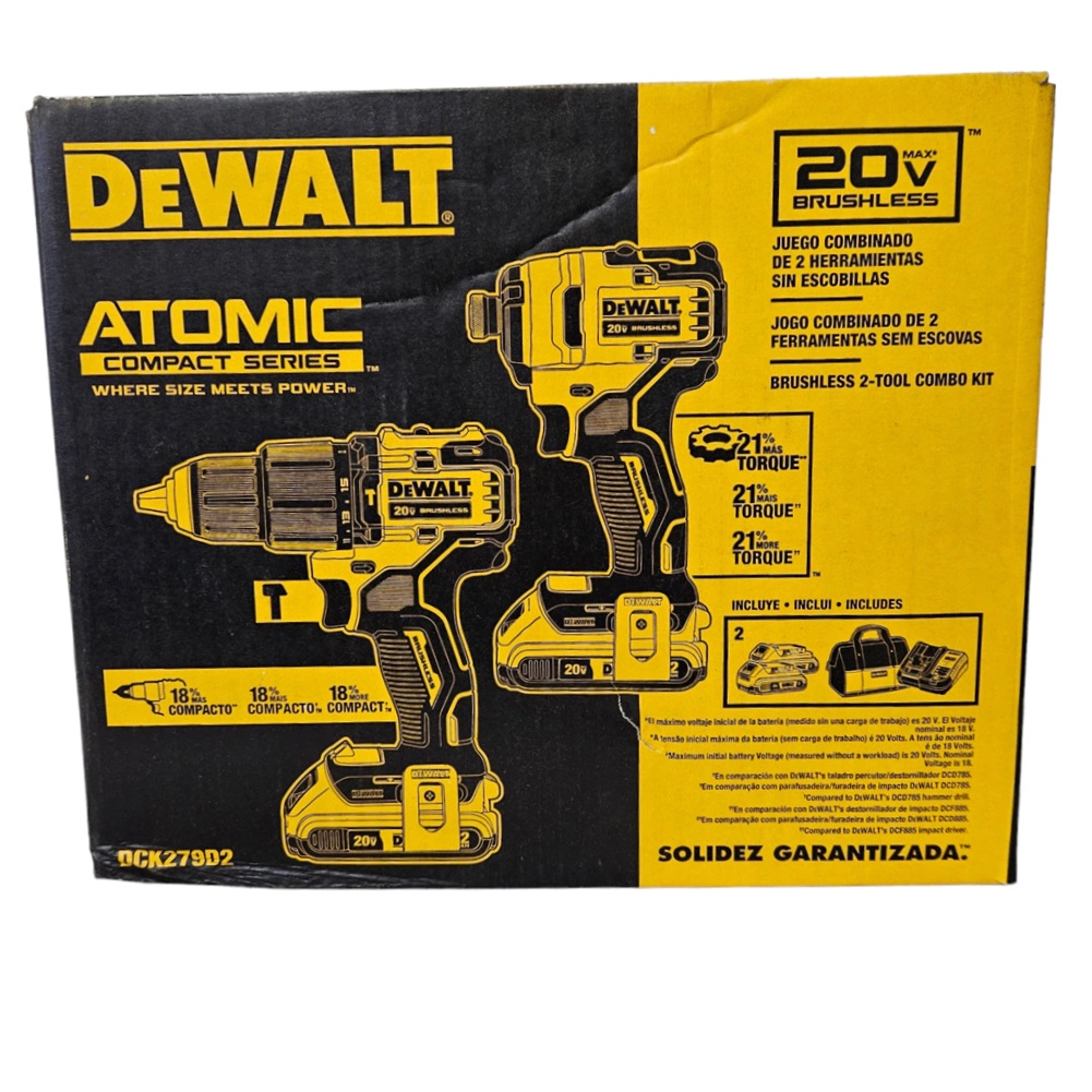 Combo Taladro  DCK279D2-B3 / DCD709+DCF809 / 2 Bateria 1 Cargador / 20 Volt / ATOMIC / DEWALT -7-D-1