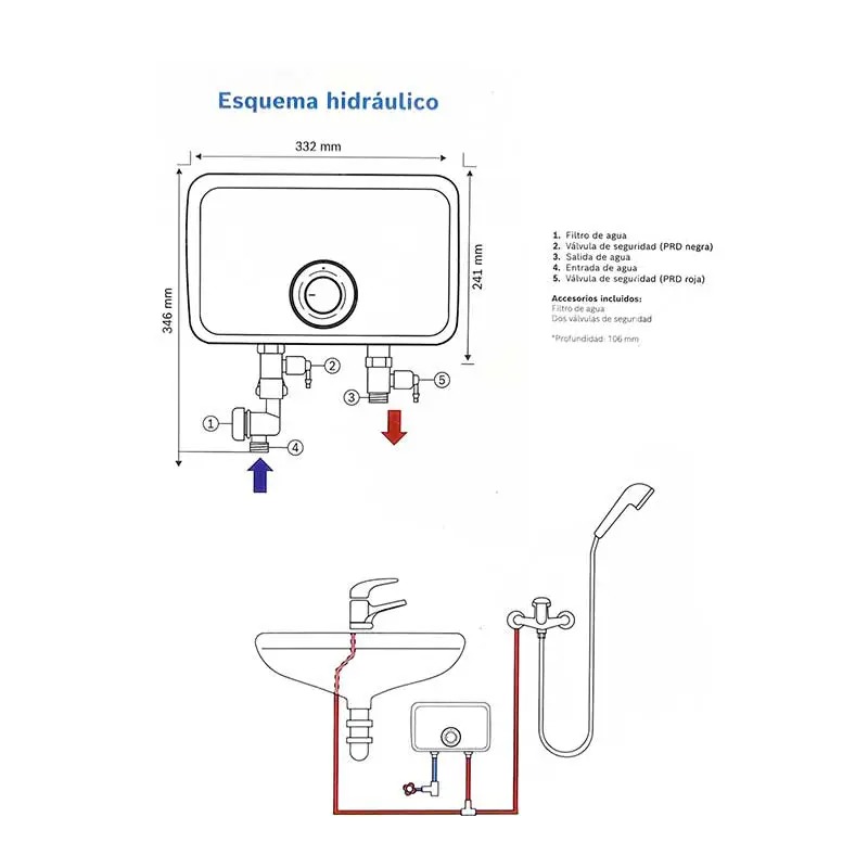 Calentador BOSCH / ELECTRICO DE PASO / TRONIC 3000 C / 220V / 12 kW /  1 y 1/2  Servicio / ANALOGO / BOSCH-