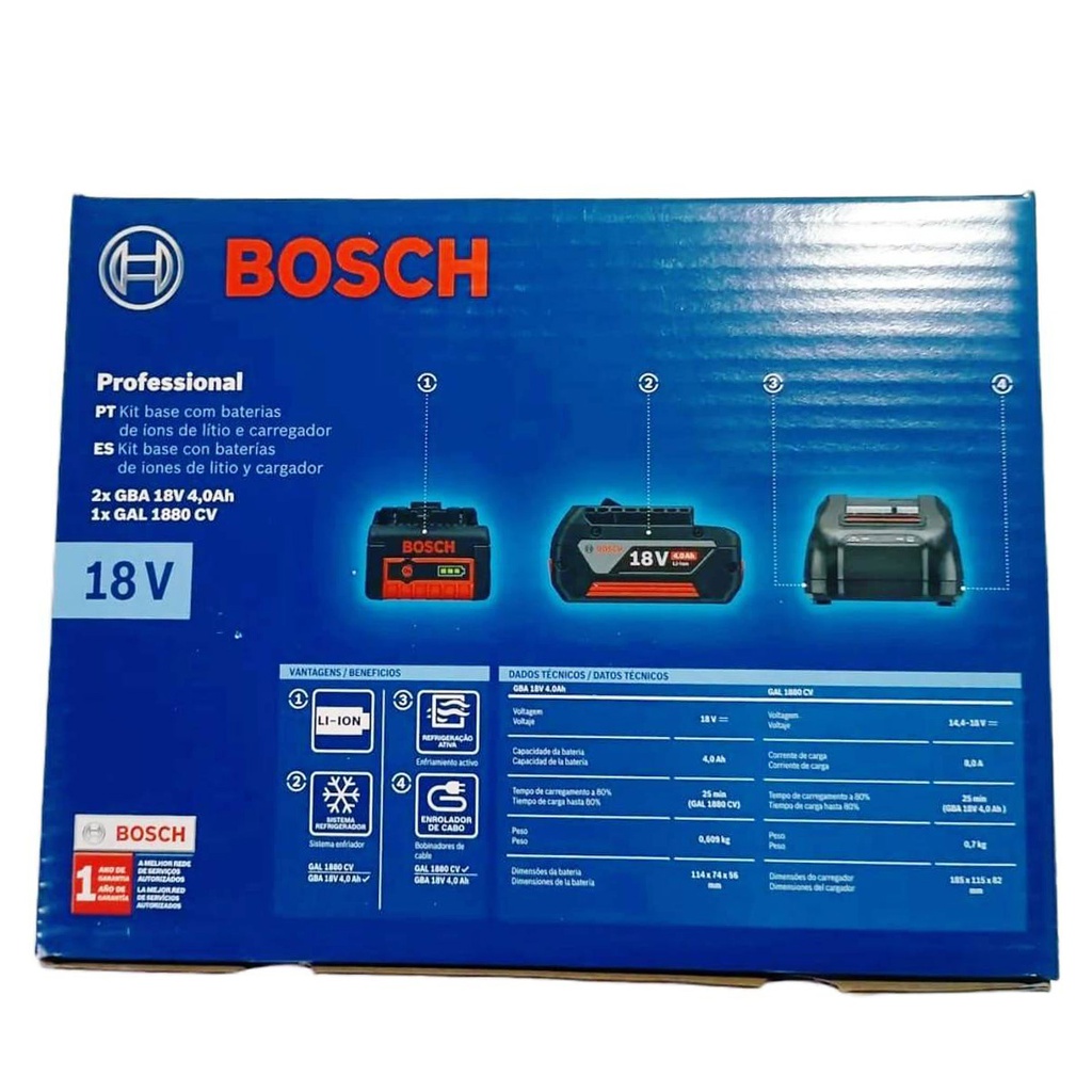 Bateria BOSCH 18 V LITHIUM-IO / STARTER KIT / GAL 1880 / 4.0 Ah / BOSCH-12-B-2
