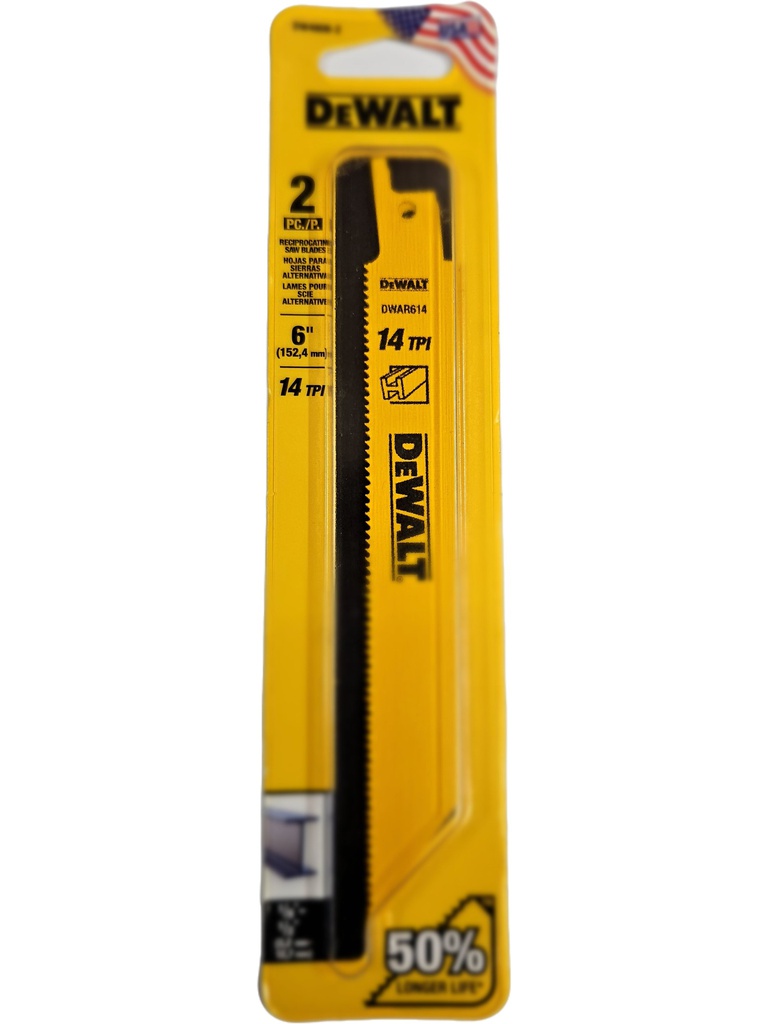 Sierra / 'Cuchilla Sable 6&quot; DW4808-2 / Metal 6&quot; Largo / 14 Dientes / DEWALT-Tabla-4