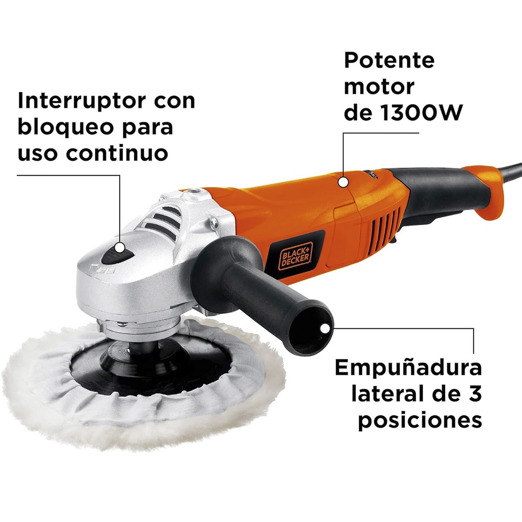 Pulidora Black Decker 7&quot; V.V. 1300 Watt 1000-3000RP- 4-A-2-B