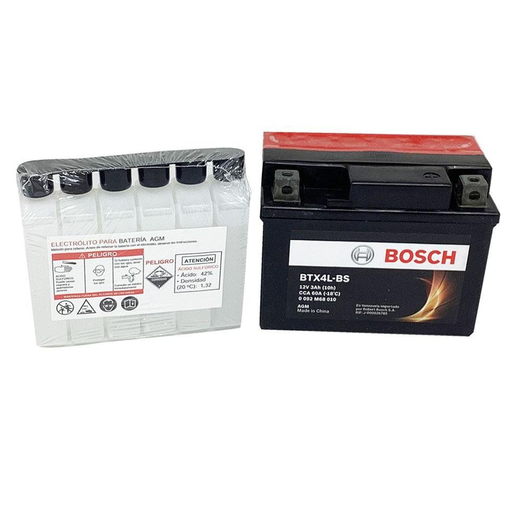 Bateria Moto BTX4L-BS / YTX4L-BS / YT4L-BS / BOSCH / 3 Ah / HONDA NAVI 110 / BOSCH-