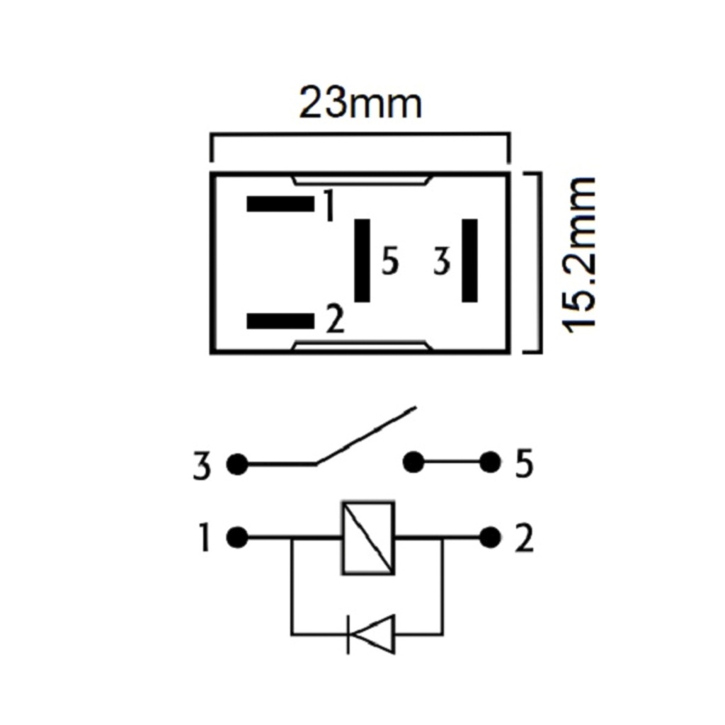Relay Micro FLOSSER 12V / 25 Amp 4 Terminales / CON DIODO / BOSCH-