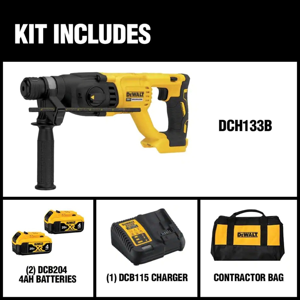 Combo Taladro DCH133M2 + DCG413B / 2 Bateria 1 Cargador / 20 Volt / DEWALT-6-A-3-C