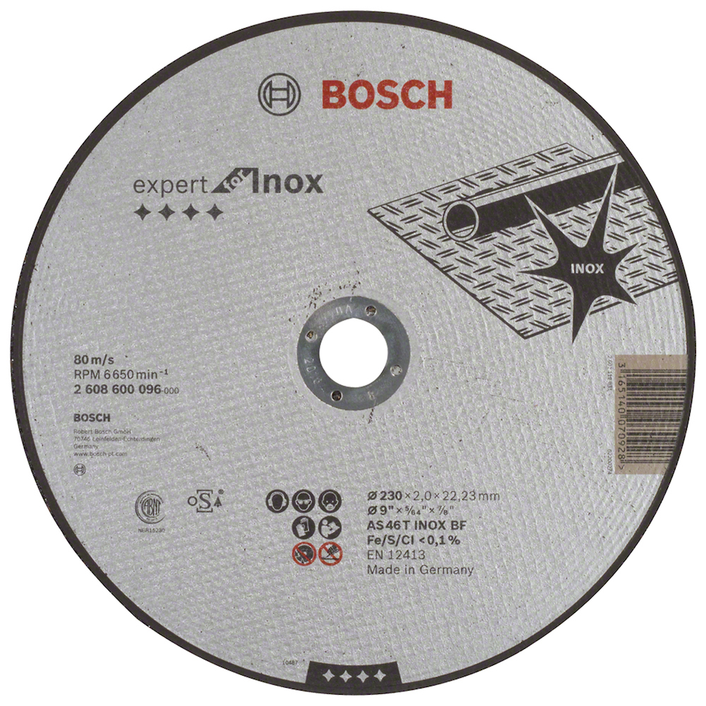 Disco abrasivo 9&quot; Corte metal Plano / INOXIDABLE / EXPERT / 9&quot; X 5/64&quot; X 7/8&quot; (230 X 2 X 22.23MM) / BOSCH-5-C-1