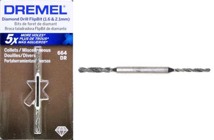 Broca Taladradora 1.6mm 2.1mm / Vidrio y Baldosa / DREMEL / BOSCH-TABLA 2