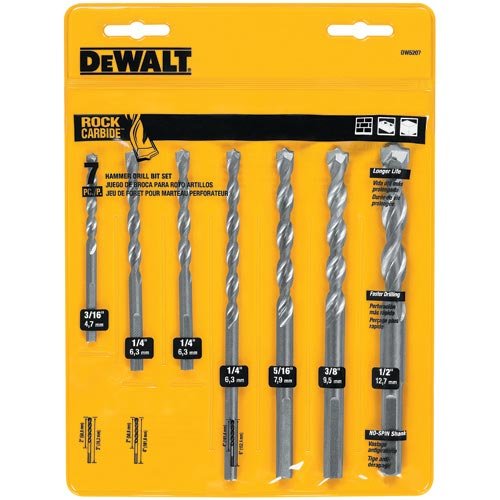 Broca Concreto DeWalt Rock CARBIDE 3/16" / 1/4" /  1/4" / 5/16" / 3/8" / DEWALT-Tabla-4