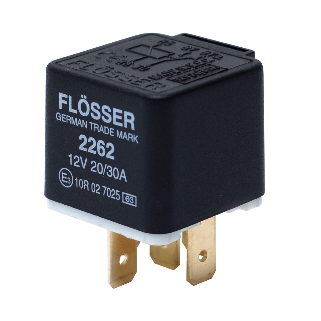Relay FLOSSER 12V / 20 / 30 Amp 5 Terminales 87 - 87A / BOSCH-PISO-1