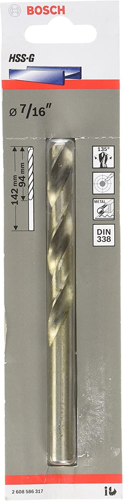 Broca Metal Madera HSS BOSCH 7/16"  BLISTER / BOSCH-TABLA-6