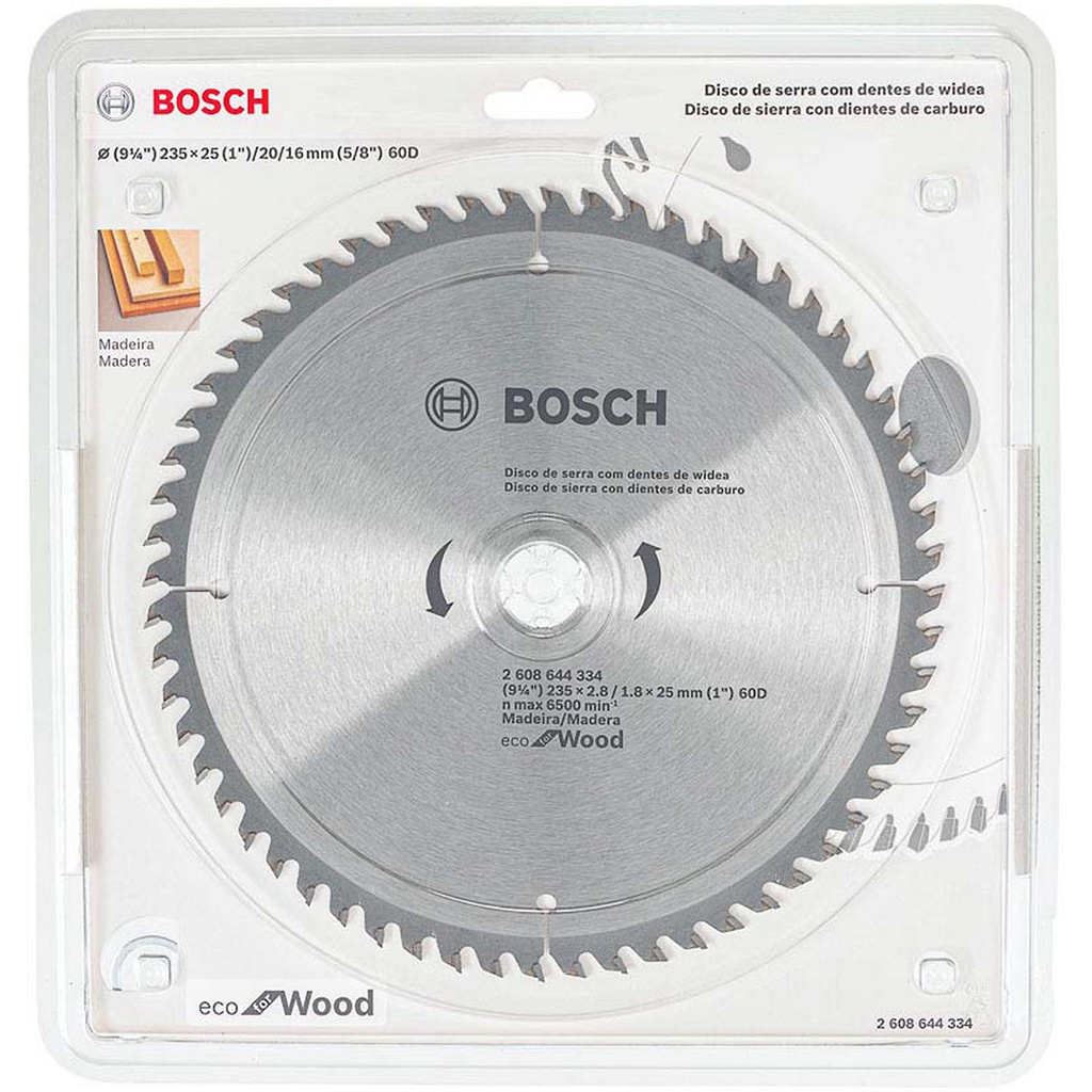 Disco Sierra Circular 9 1/4 " 60 Dientes BOSCH / ECO / MADERA / BOSCH-TABLA-ACC