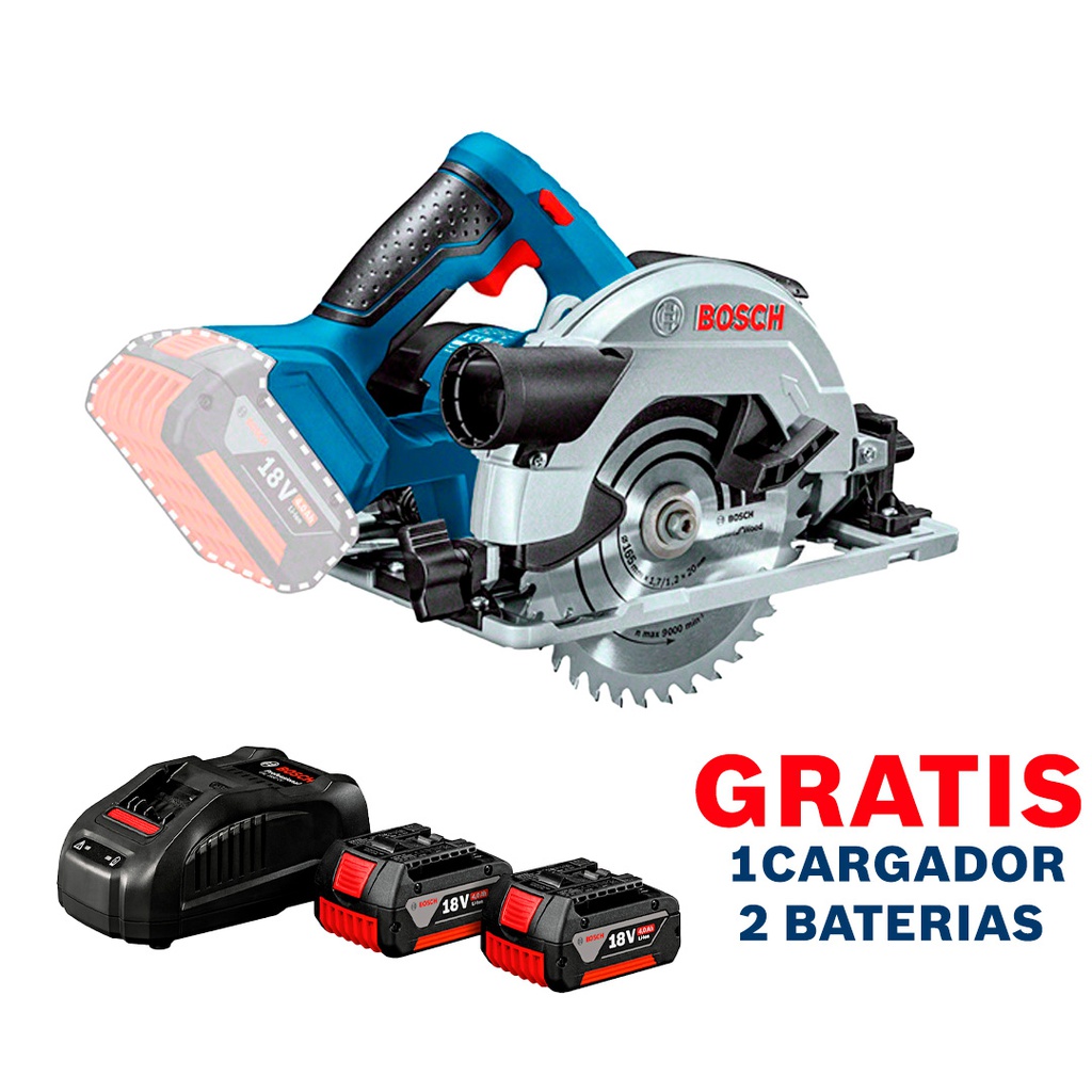 Sierra Circular 6 1/2&quot; / 18V - GKS 18V-57 / BARETOOL / GRATIS 2-BATERIA + 1-CARGADOR / BOSCH-8-D-2-A