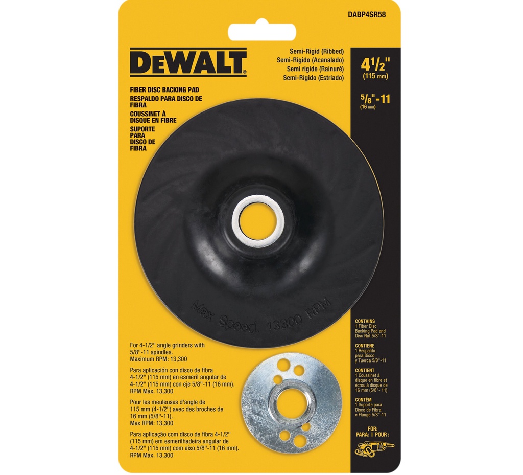 Plato de Hule 4 1/2" / SEMI RIGIDO / DEWALT-TABLA-1