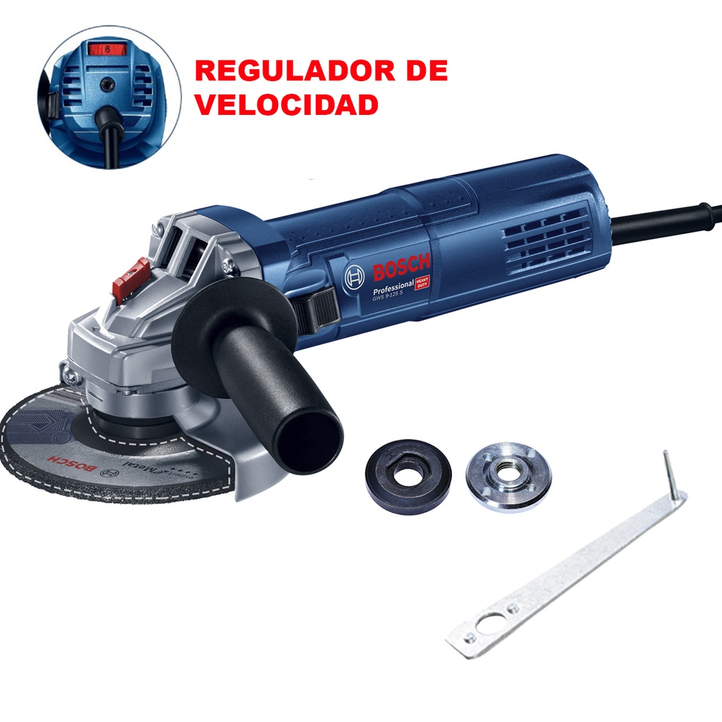 Amoladora 5 " BOSCH GWS 9-125 S 900W / Velocidad Variable / EJE 5/8" / BOSCH-7-D-4-A