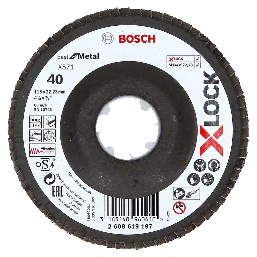 Disco Laminado 4/12&quot; G.40 / BEST-FB / INOX-METAL / XLOCK / BOSCH-7-D-3