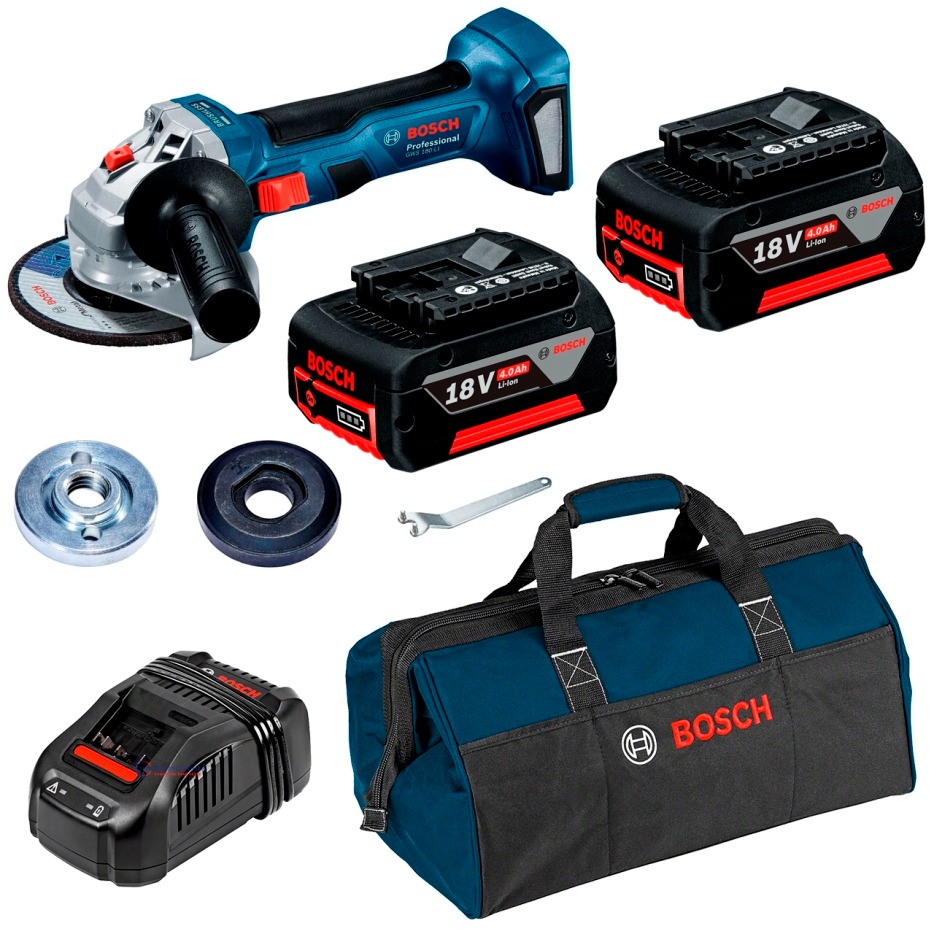 Amoladora 4 1/2&quot; GWS 180-LI / 2- Baterias 4 Amp / 1- Cargador / 1- Maleta Lona / BOSCH