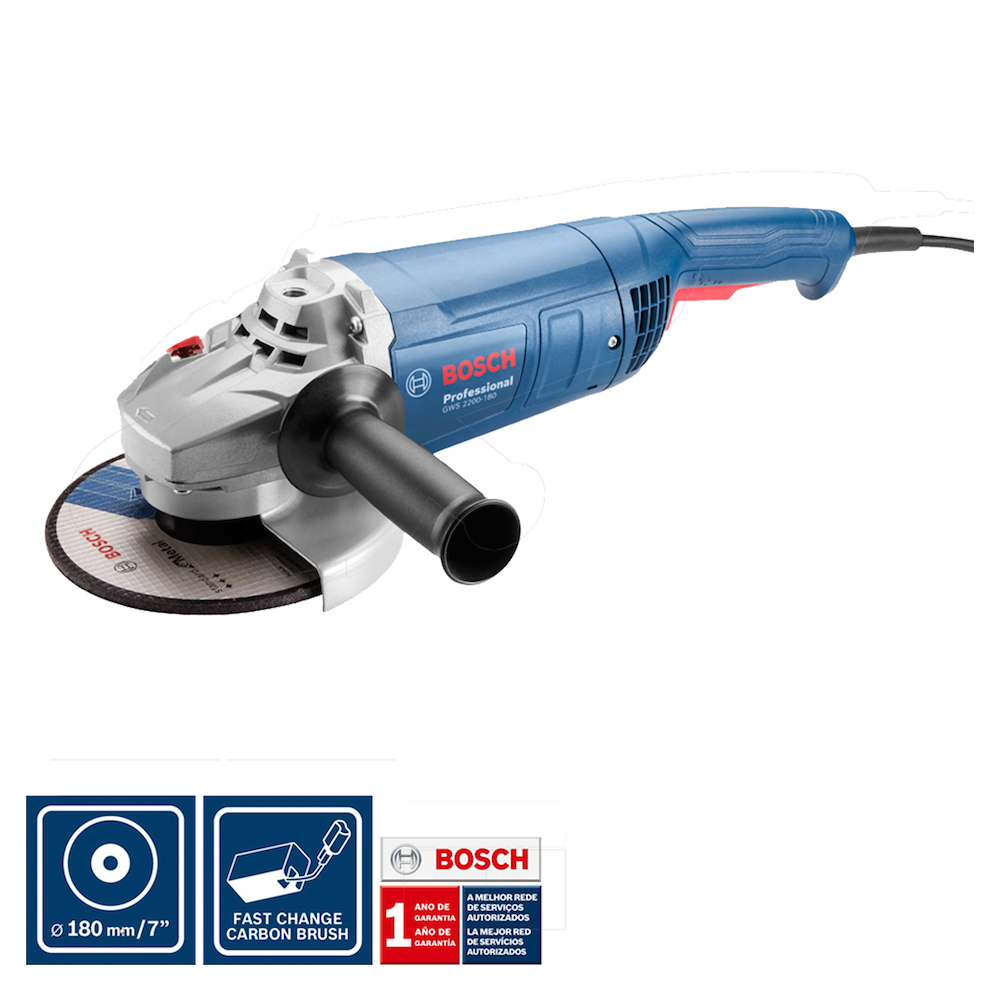 Amoladora 7" BOSCH GWS 2200-180 / 2200 W BOSCH / VULCANO / EJE 5/8" / BOSCH-8-D-1