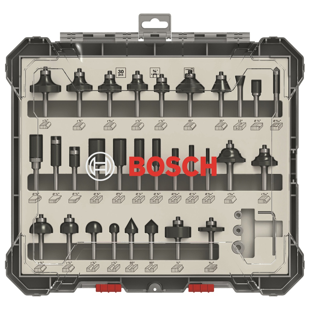 Juego de Fresas para Router de 30 Piezas / BOSCH-8-C-2