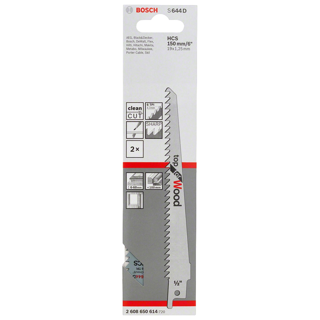 Sierra / 'Cuchilla Sable BOSCH &quot; S644L Corte Madera / Trozos / 2 Uni / BOSCH-