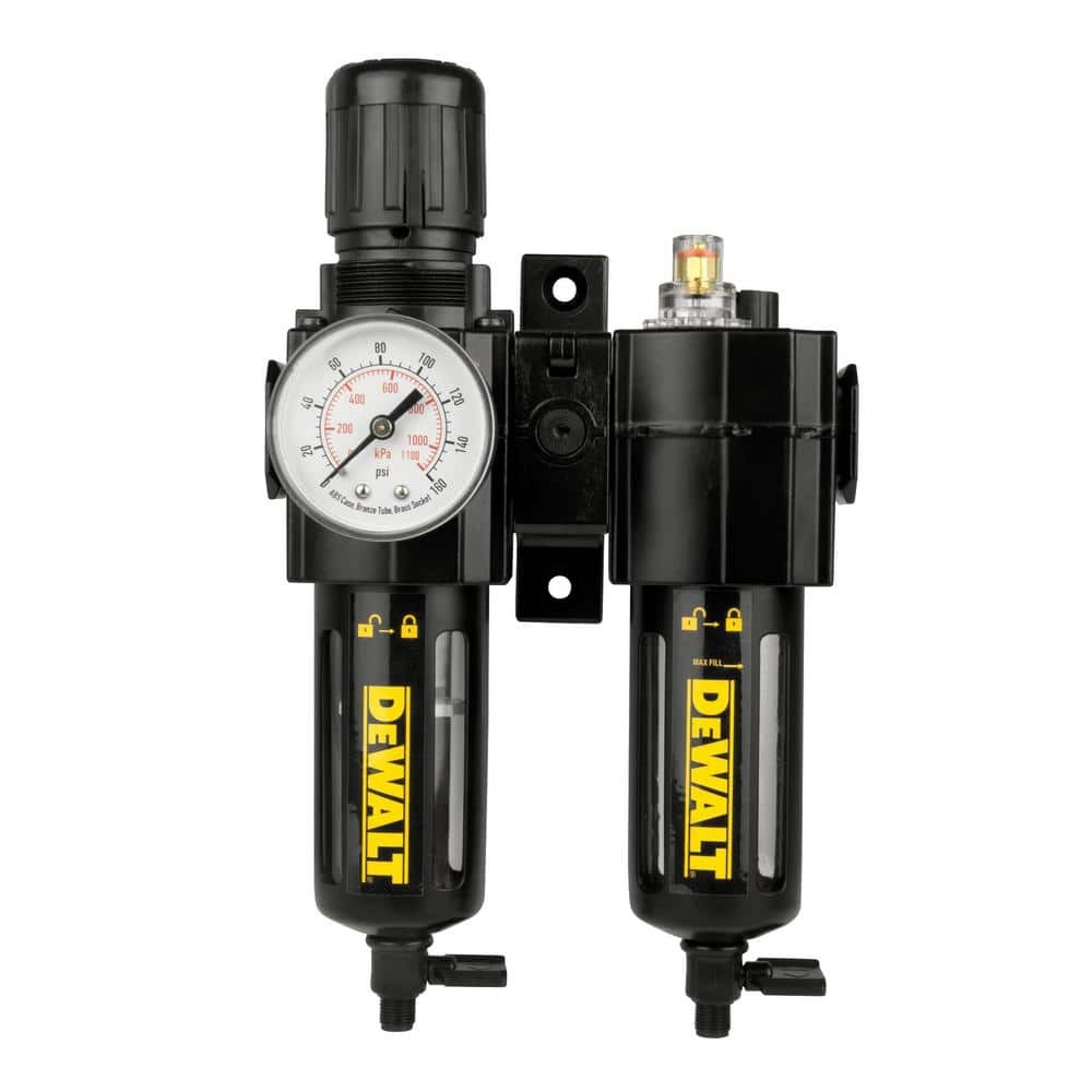 Compresor ACCE. Trampa de Agua / Purificador / Lubricador / Regulador / 3/8" - 225 PSI / 5 Micras / DEWALT / DEWALT-1-E-3-C-3
