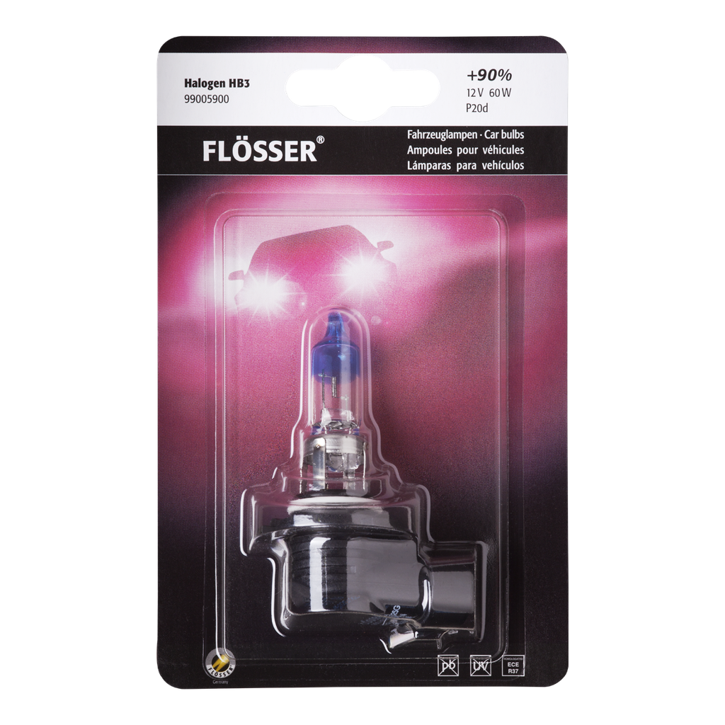 Bombilla FLOSSER HB3 ( 9005 ) / 12V / 60W / P20D / ULTRA +90% BLISTER / BOSCH-