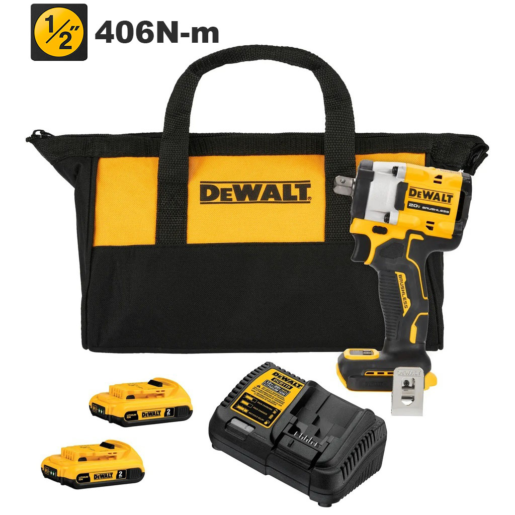 Pistola de Impacto 1/2" DCF922D2-B3 / 406 Nm / 2- BATERIA de 2.0 Ah + Cargador / DEWALT-1-C-3-B