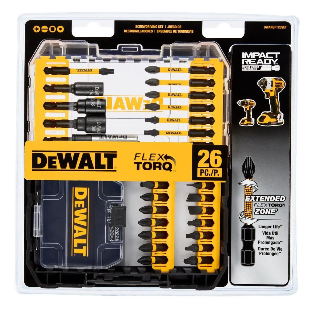 Kit de Puntas Magneticas 26 Piezas / FLEX TORQ / DWANGFT26SET / DEWALT-TABLA 7