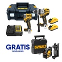 Combo Taladro DCD1007+DCF845 / 2 Bateria 4 Ah / 20 V / GRATIS DW088CG / DEWALT-7-A-2-B/16-C-1