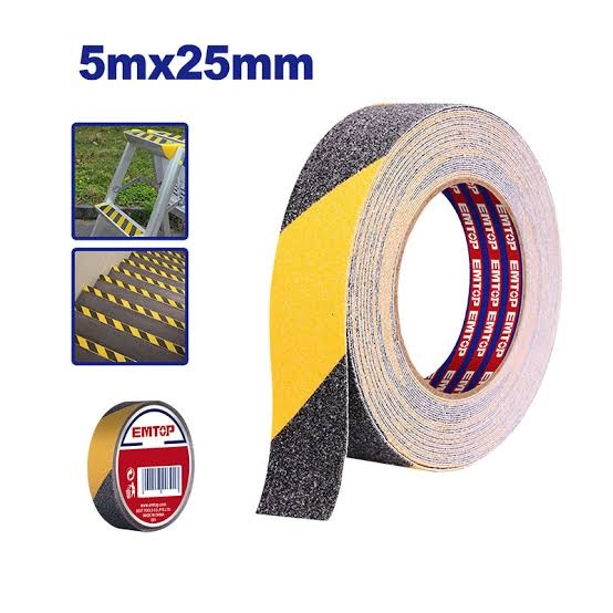 Cinta Antideslizante Amarillo con Negro 25 mm X 5 Metros / Pisos Gradas / EMTOP / DEWALT-5-E-3