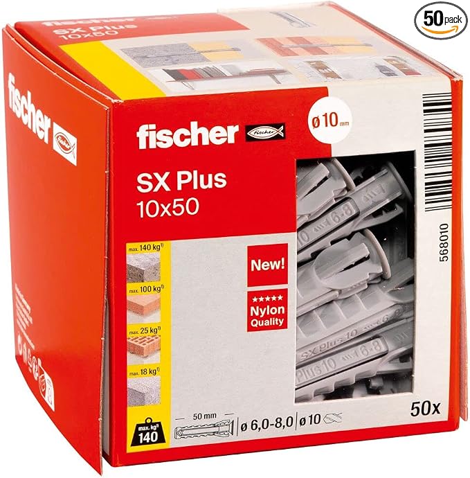 Tarugo FISCHER SX PLUS 10 / CAJA 50 UNIDADES / DEWALT-