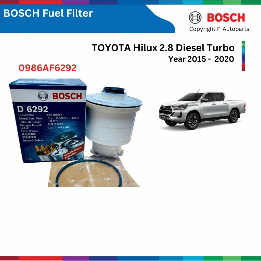 Filtro Disel D 6292 / TOYOTA HILUX 2.8 2015 - 2020 / OEM 23390-0L070 / BOSCH / BOSCH-