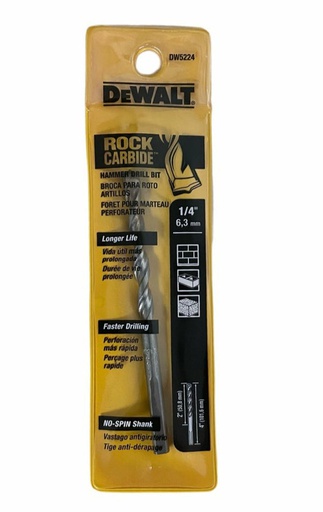 [DW5224 Y] Broca Concreto DeWalt Rock CARBIDE 1/4" x 4" / DEWALT-Tabla-4
