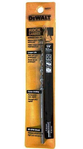 [DW5225 Y] Broca Concreto DeWalt Rock CARBIDE 1/4" x 6" / DEWALT-Tabla-4