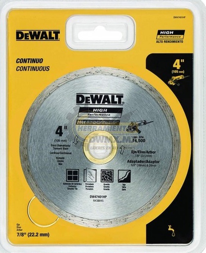 [DW47401HP] Disco de diamante 4" rin continuo DEWALT / DEWALT-Tabla-1