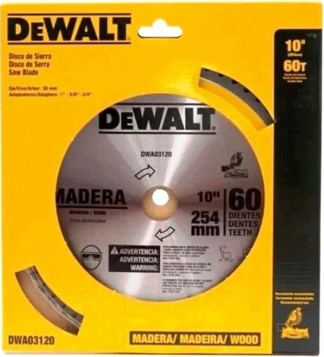 [DWA03120] Disco Sierra Circular 10" DEWALT 60 Dientes / Eje 5/8 / 3/4 / DEWALT-2-Tabla-6