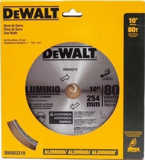 [DWA03210] Disco Sierra Circular 10" DEWALT 80 Dientes Aluminio / Eje 5/8 / 3/4 / DEWALT-2-Tabla-6