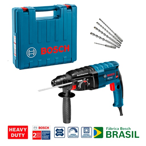 [12A0-2G1] Martillo Perforador 2 KG GBH 2-24 D ( 0 611 2A0 2G1 ) + BROCAS / BOSCH-8-C-1