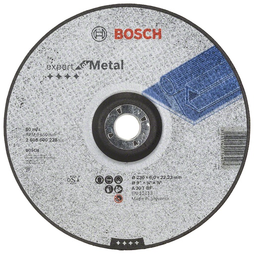[2608600228] Disco abrasivo 9&quot; Pulido metal Concavo / EXPERT / 9&quot; X 1/4&quot; X 7/8&quot; (230 X 6 X 22.23MM) / BOSCH-