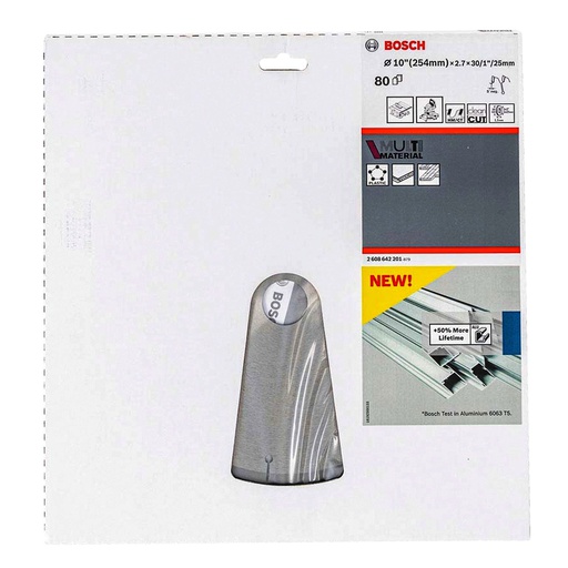 [2608642201] Disco Sierra Circular 10" 80 Dientes MULTI / Aluminio / Eje 30 mm / BOSCH-