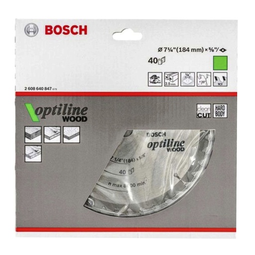 [2608640847] Disco Sierra Circular 7 1/4" 40D BOSCH / Eje 5/8" / BOSCH-TABLA-6