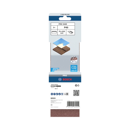 [2608606069] Lija de Banda 3X21 G 40 3 PCS BEST / BOSCH-7-A-2