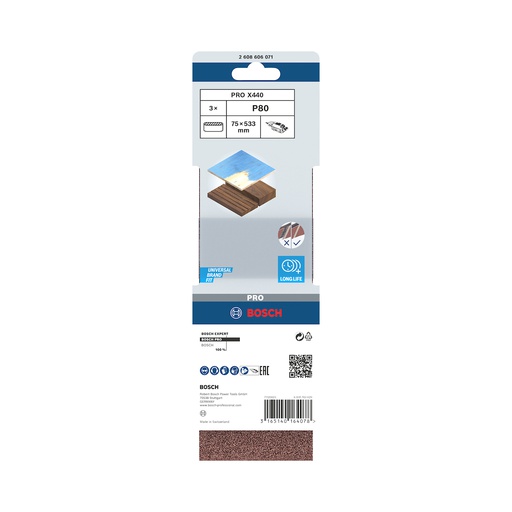 [2608606071] Lija de Banda 3X21 G 80 3 PCS BEST / BOSCH-