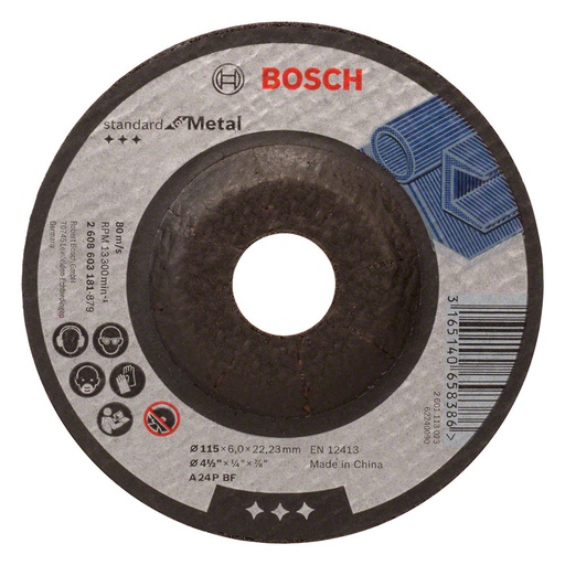 [2608603181] Disco abrasivo 4 1/2" pulir metal / STANDARD / 4 1/2" X 1/4" X 7/8" (115 X 6 X 22.23MM) / BOSCH-7-B-3