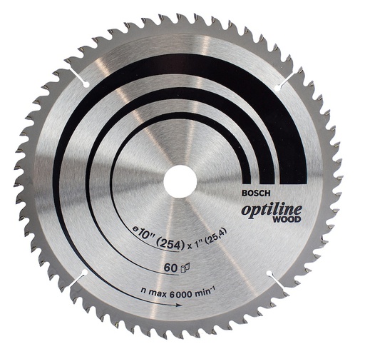 [2608640902] Disco Sierra Circular 10&quot; 60 Dientes BOSCH / Eje 25 mm ( 1&quot; ) 20-16 mm / BOSCH-TABLA-6