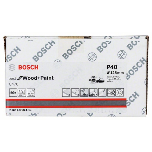 [2608607824] Lija Circular Gex Top BOSCH 5&quot; G40 / 8 Hoyos / BOSCH-