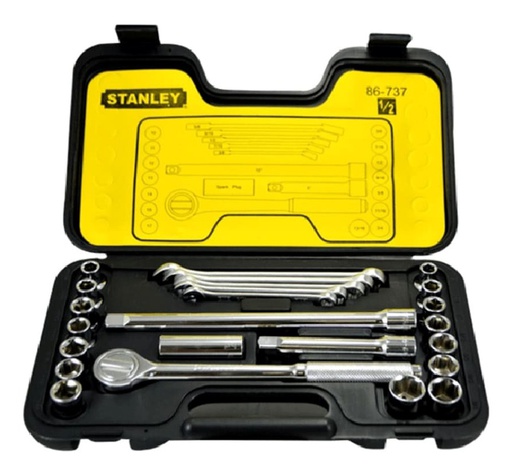 [86-737] Juego / Dados / Corto 1/2&quot; / 25 Piezas 6 puntos / MM y SAE / STANLEY / DEWALT-5-D-3-C