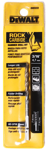 [DW5222] Broca Concreto DeWalt Rock CARBIDE 3/16" x 4" / DEWALT-Tabla-4