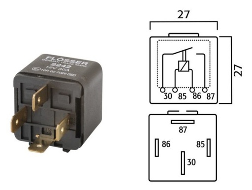 [2242] Relay FLOSER 12V / 30 Amp 4 Terminales / BOSCH-10-C-1