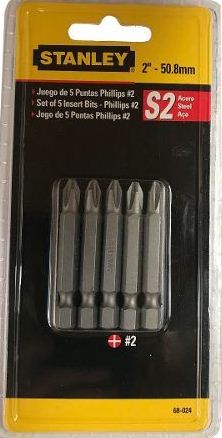 [68-024] Punta No 2 Philips de 2" STANELY / 5 UNIDADES / DEWALT-