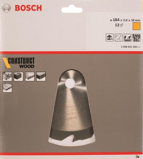 [2608641200] Disco Sierra Circular 7 1/4&quot; 12D BOSCH Construction / Eje ( 5/8&quot; ) / BOSCH-